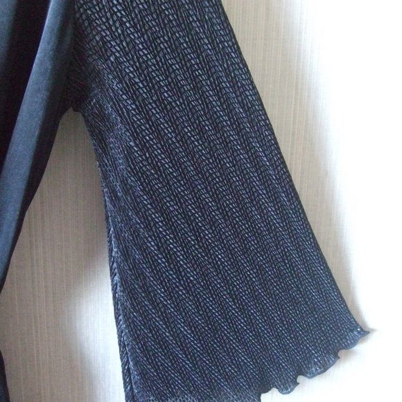 Exquisite Black French Maid Dressing Gown- Pleated  Lacy Sleeves - Picture 6 of 8